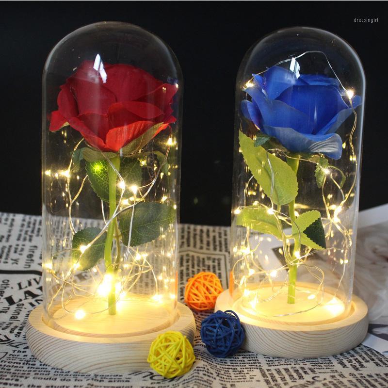 

Artificial Flowers Rose With In Glass Dome For Wedding Party Valentine's Day Christmas Gift1, Beige