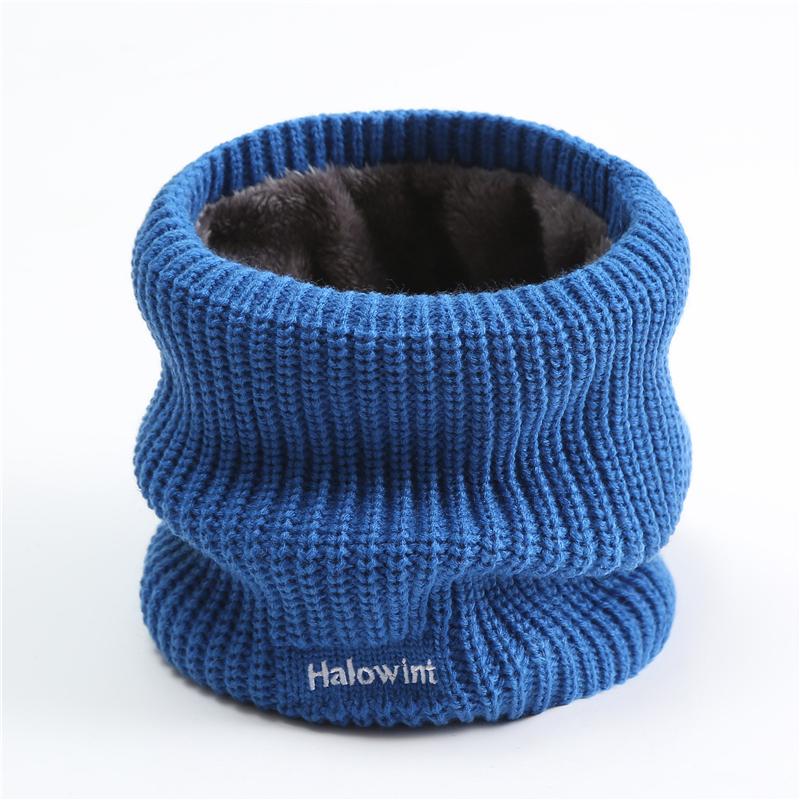 

2020 Winter Scarf Women Knit Ring Neck Scarves Thick Fur Fleece Letter Embroidery Warm Outdoor Sport Men Collar Infinity Snood