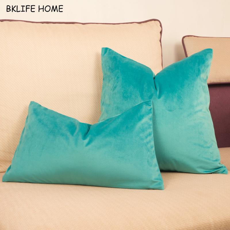 

Lovely Velvet Cushion Cover Cyan Green Soft Pillow Case Chair/Sofa Pillow Cover No Balling-up Home Decorative Without Stuffing, As pic