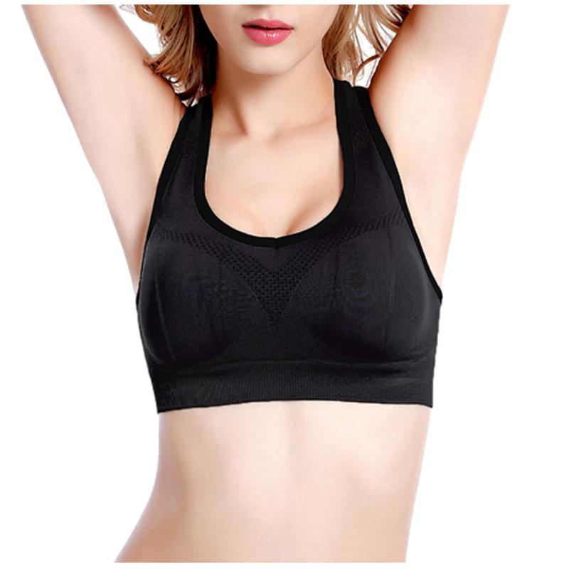 

40# Women Seamless Stretch Sport Bra Padded Fitness Tank Tops Workout Gym Yoga Vest Ladies Large Size Seamless Cross Vest, Black