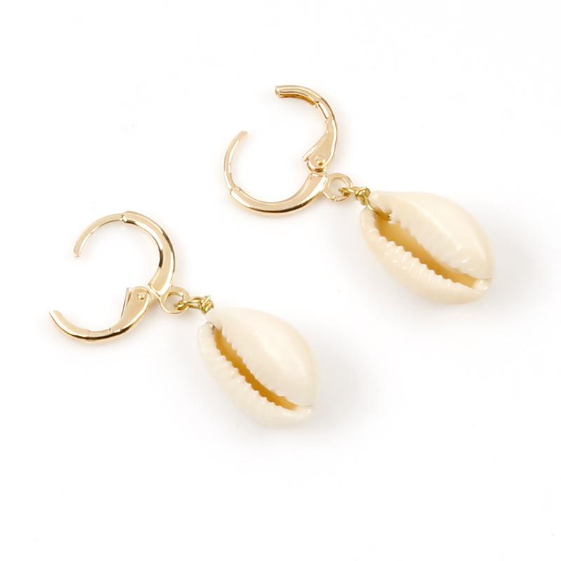 

SJCHO-44 Geometric Circle Natural Shell Earrings Classic Summer Beach Seashell Earrings for Women Femme Wholesale