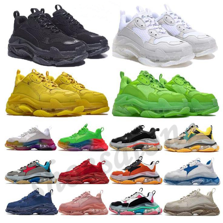 

2020 Designer Triple S Shoes Clear Bubble Midsole Men Women Green Black White Triple-S Casual Shoes Sneakers Increasing Leather#52, 26