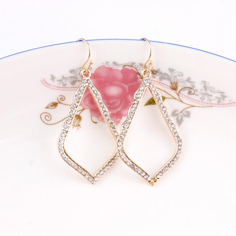 

ZWPON 2021 Gold Pave Rhinestone Crystal Cutout Water Drop Earrings for Women Brand Jewelry Statement Teardrop Earrings