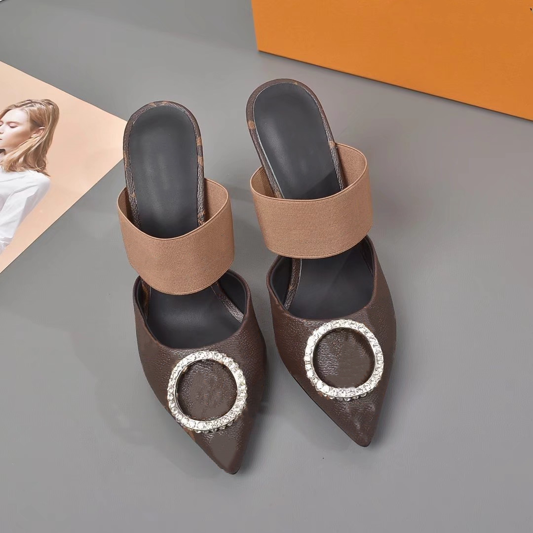 

L New luxury high heeled sandals medium heeled women Designer Sandals high heels summer sexy V sandals egegege, Black