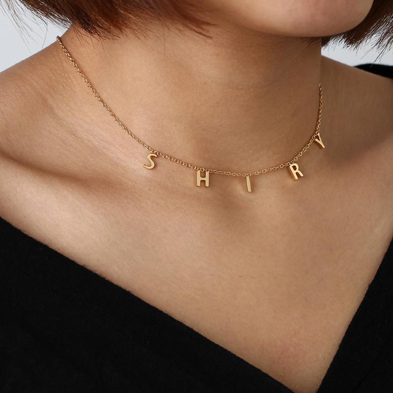 

Trendy Tiny Initial Necklace Gold/Rose Gold/Sliver Color Letters Single Name Choker Necklace Women 6.5mm Pendant Christmas Gift