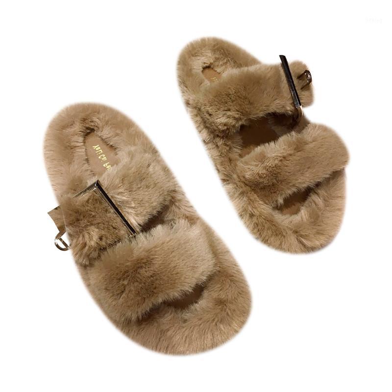 

Women Home slippers Winter Warm Shoes Woman Slip On Flats Slides Female Faux Fur Slippers1