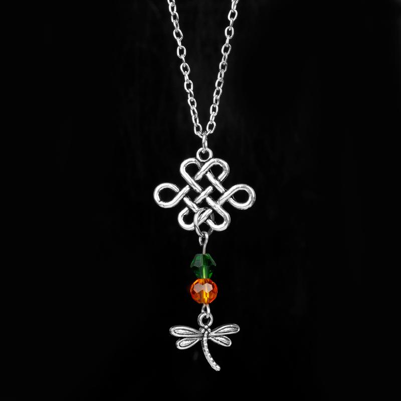 

Chinese Knot with Beads Dragonfly Pendants Necklaces Choker Necklace for Female Women Accessories