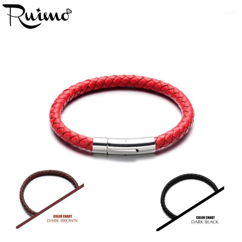 

RUIMO 3 Colors Simple Braided Leather 6mm Bracelets&Bangles With Magnetic Buckle Lucky Bracelet Wen&Women Fashion Jewelry1
