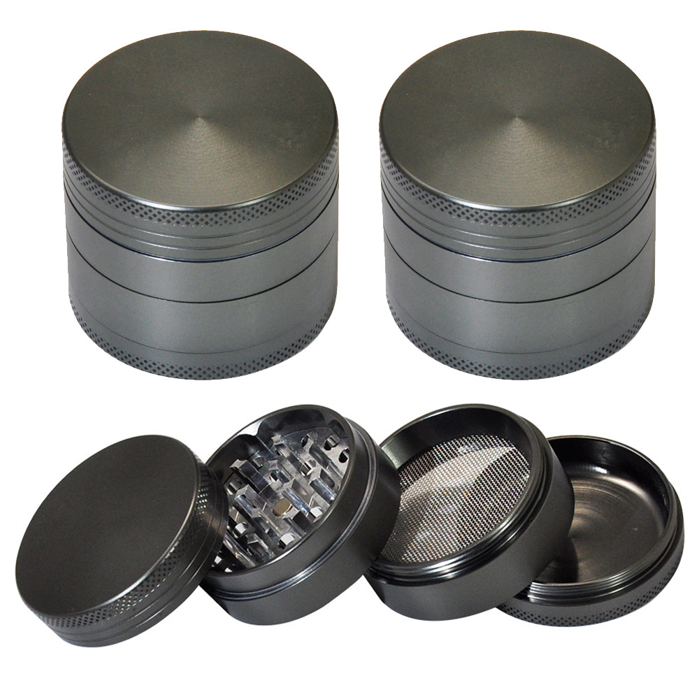 

herb grinders New four layer 50mm aluminum alloy grinder gun black metal grass grinder grinder smoking accessories