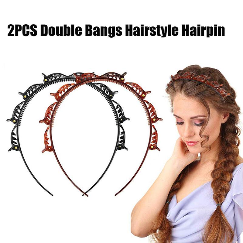 

2PCS Double Bangs Hairstyle Hairpin Fashion Double Layer Bangs Clip Headband