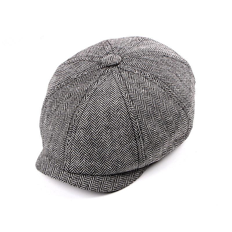 

2020 New Newsboy Cap Beret Hat Men Women Hat Tweed Gatsby Octagonal Black White Herringbone Vintage Ivy Hats