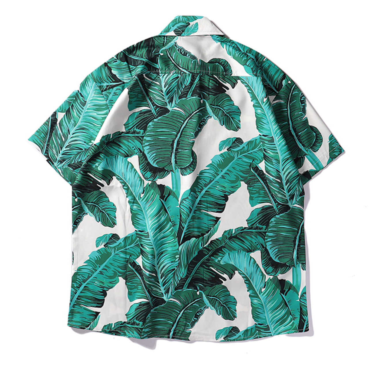 

2021 New Aelfric Eden Tropical Plant Print Hawaii Men Summer Beach Short Sleeve Hip Hop Loose Tops Oversize Shirts Turquoise Y7oj