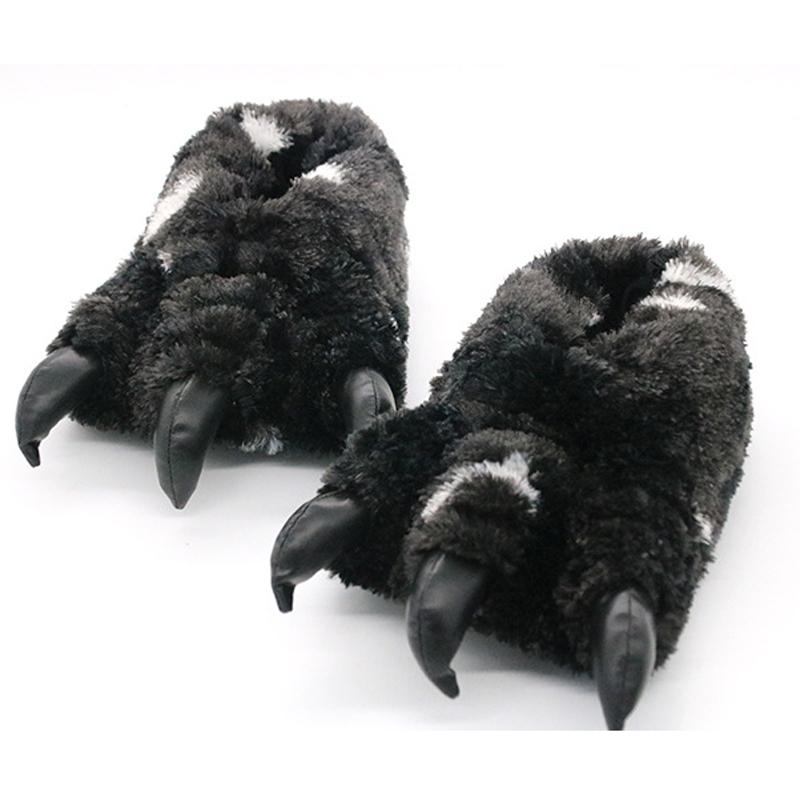 

Animal Claw Slippers for Adults Cozy, Soft, Fun Costume Home Shoes Plush Fluffy Fur Slippers Flip Flops Footwear Shoes Women, Black