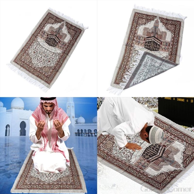 

1Set Muslim Prayer Rug Portable Polyester Braided Print Mat Travel Home Waterproof Blanket with Carrying O23 20 Dropshipping