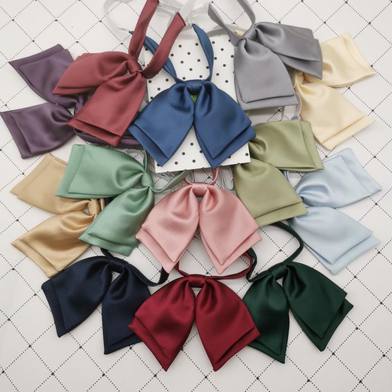 

Neck Ties [Twill Double Layer] JK Solid Color Bow Tie Lotus Root Pink Red Violet Blue Uniform Gadget Shirt Accessories