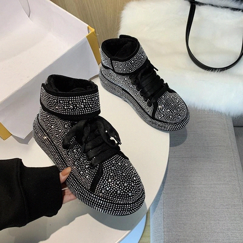 

Crystal Sneakers Women Shoes Plush Chunky Sneakers Winter Warm Vulcanized Shoes Shiny Platform Trainers Women Tenis 2020 #rG3d