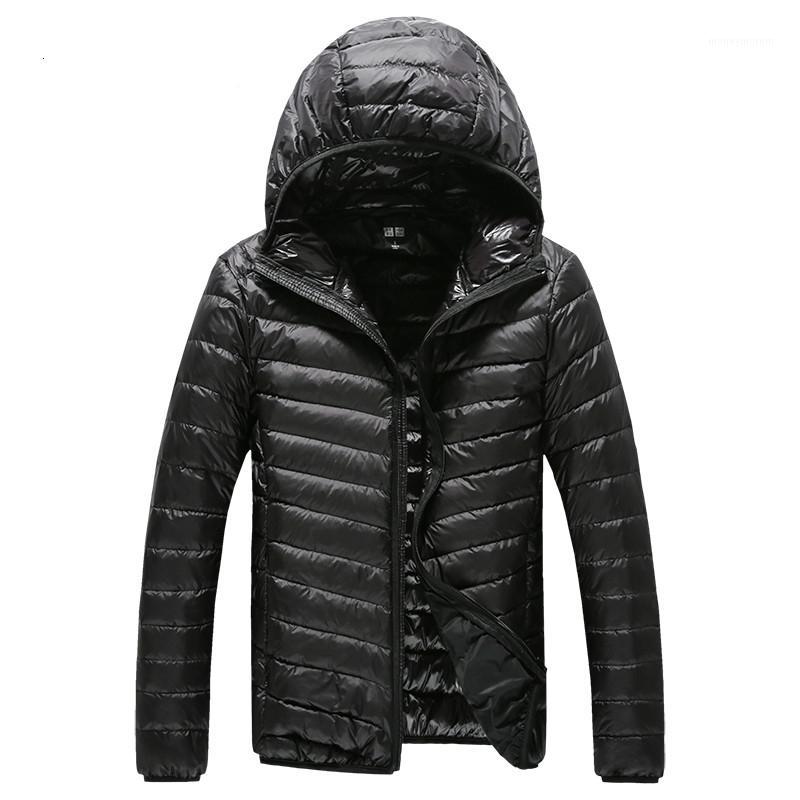 

2019 New High-end Warm Fashion for Men Feather Hooded Down Jacket Pure Color Boutique Mens Feather Down Coat Thin Light Jackets1, Sapphire blue