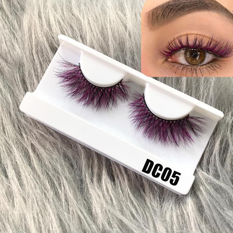 

Mikiwi Multi Color 3D False Colored Eyelashes Eye Lash Extension Makeup Cosplay Colorful Eyelash Natural Real Mink Fluffy Style