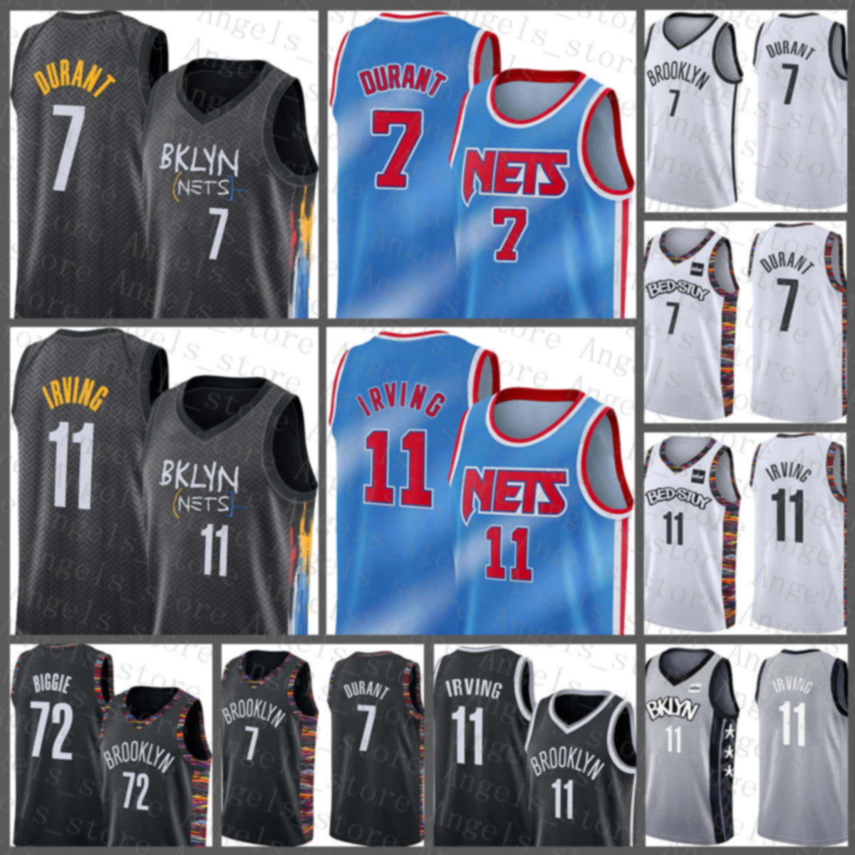 

Kevin Mens 7 Durant Kyrie 72 Biggie 11 Irving NCAA BrooklynNetsMens 2020 2021 New Basketball Jersey Net Beige mens, Black;red