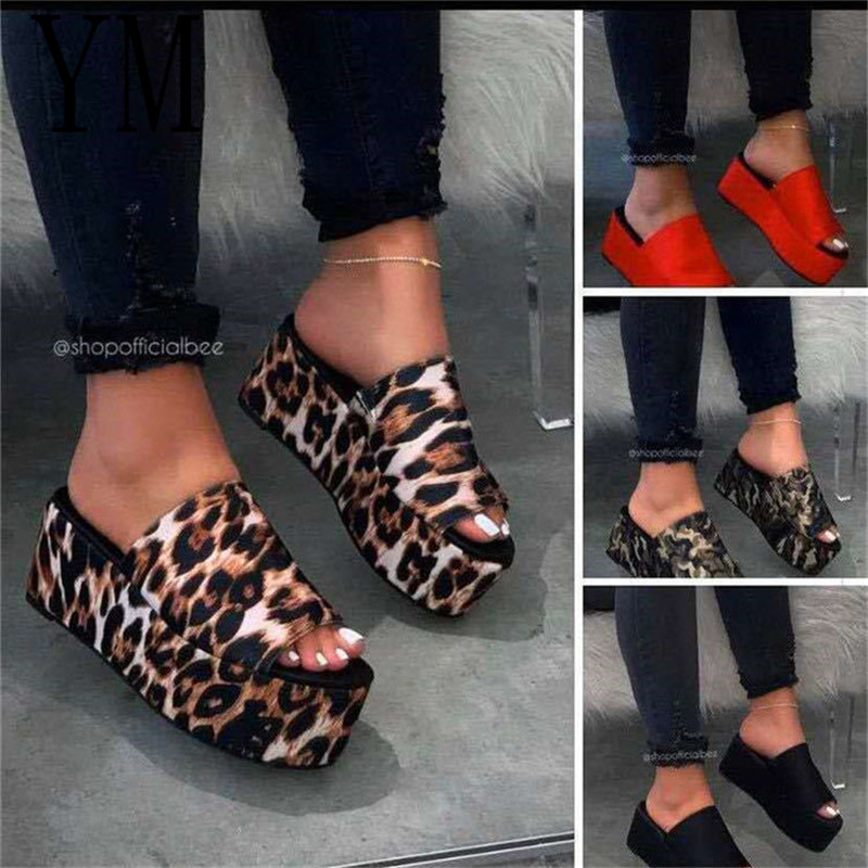 

HOT Summer Sandals Women Wedges Shoes Pumps High Heels Sandals Flip Flop Chaussures Femme Platform Sandals Sandalia Feminina New, Leopard print