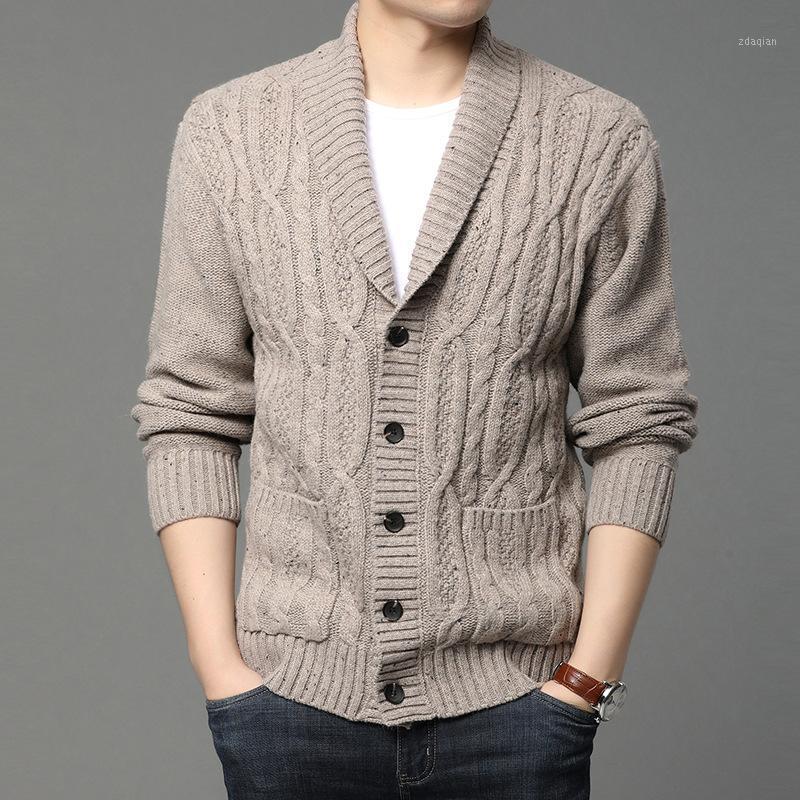 

High Quality Wool Elegant Retro Sweater Oversize Mens Fashion Knitted Cardigan For Man Clothing Winter Coat White Most Buy1, Black