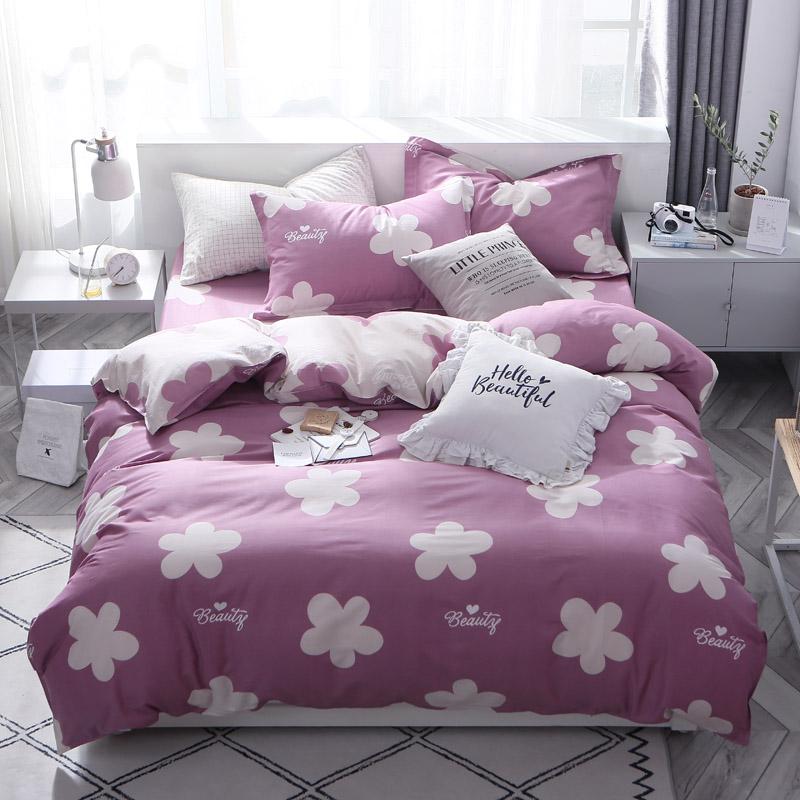 

4Pcs King Queen  size 100% Cotton Girls Kids Bedding Set Flowers Leaves print Duvet Cover Bed sheet set bedlinen Pillowcases, Style17
