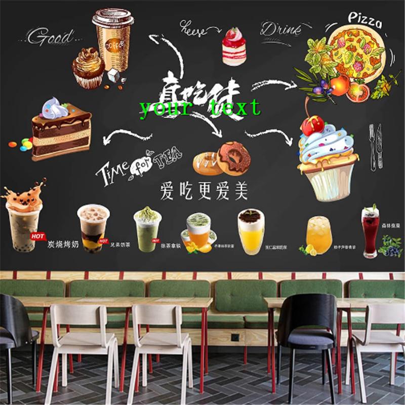 

Fashion Western Fast Snack Bar Wall Paper 3D Pizza Burger Restaurant Industrial Decor Wall Background Mural Wallpaper 3D, Canvas