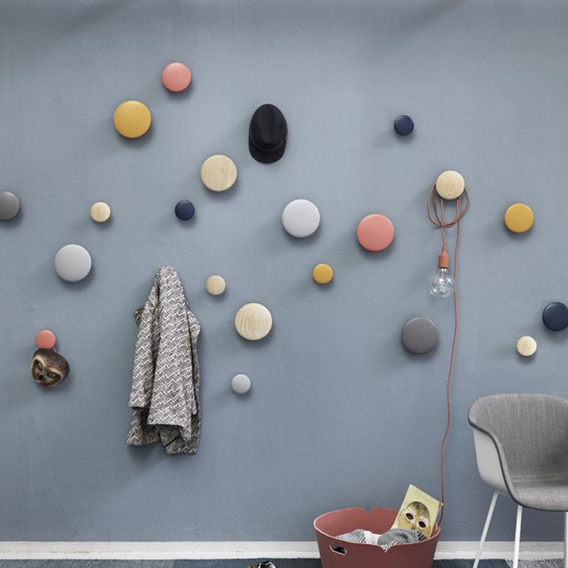 

6.5/9/13cm Wood Wall Hanger Coat Rack Colorful Round Mushroom Clothes Hook Wall Hanger Wooden Hooks Pretty Home Decoration