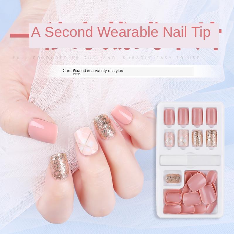 

Ins new pure color manicure with removable removable manicure patch and jelly artifical nails fake nails nail art, 648-02