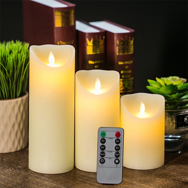 

3Pcs/ 1Pcs Candles Lights, LED Flameless Candles Light with Timer Remote Control Smooth Flickering Candle Light Battery Operated Y200109