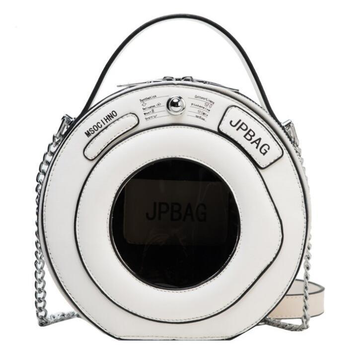 

Washing Machine Shape women shoulder bag round bag female handbag small crossbody bags for women 2020 PU Casual leather handbag, Black