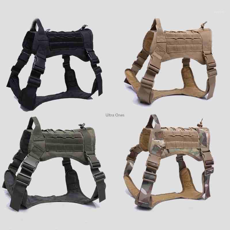 

Tactical Dog MOLLE Vest with Handle Training Working Hunting Pet Vest Combat Service Army Dog Harness1, Black
