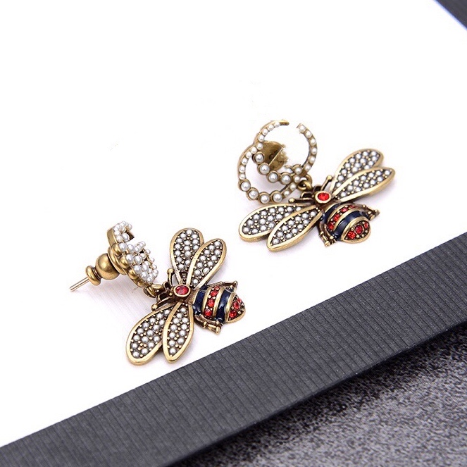 

Luxury Designer Jewelry Women Earrings letter Bee Studs with stamp Brass with gold plated Diamond earring elegant new fashion jewelry