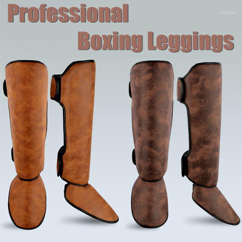 

Muay Thai Shin Guard Instep Pads Protector Kicking Ankle Support Martial Arts Training Leg Kick Boxing Legging Equipment1, Retro brown