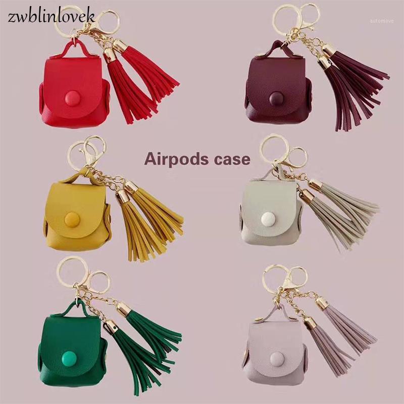 

Cute Protective Tassel Bag Leather Keyring Sleeve Cover Portable Earphone Storage Case For Airpods1 2 Anti-lost Box Case1