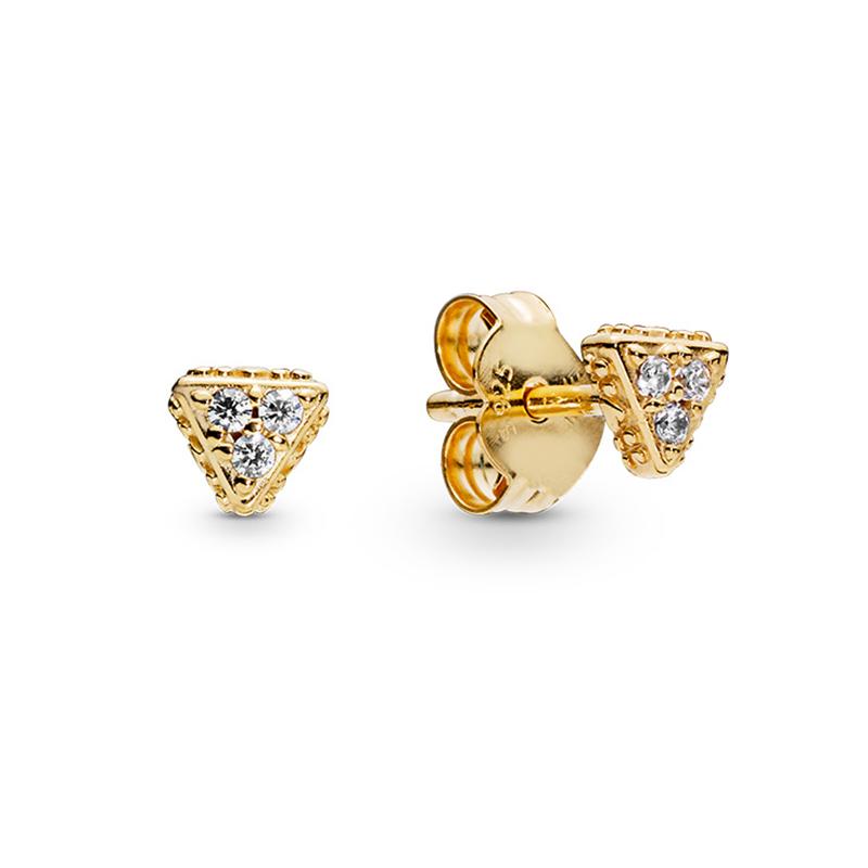 

Jewelry Simple Design Triangle Earrings For Women Cubic Zirconia Gold-Color Elegant Engagement Female Earrings, Golden;silver