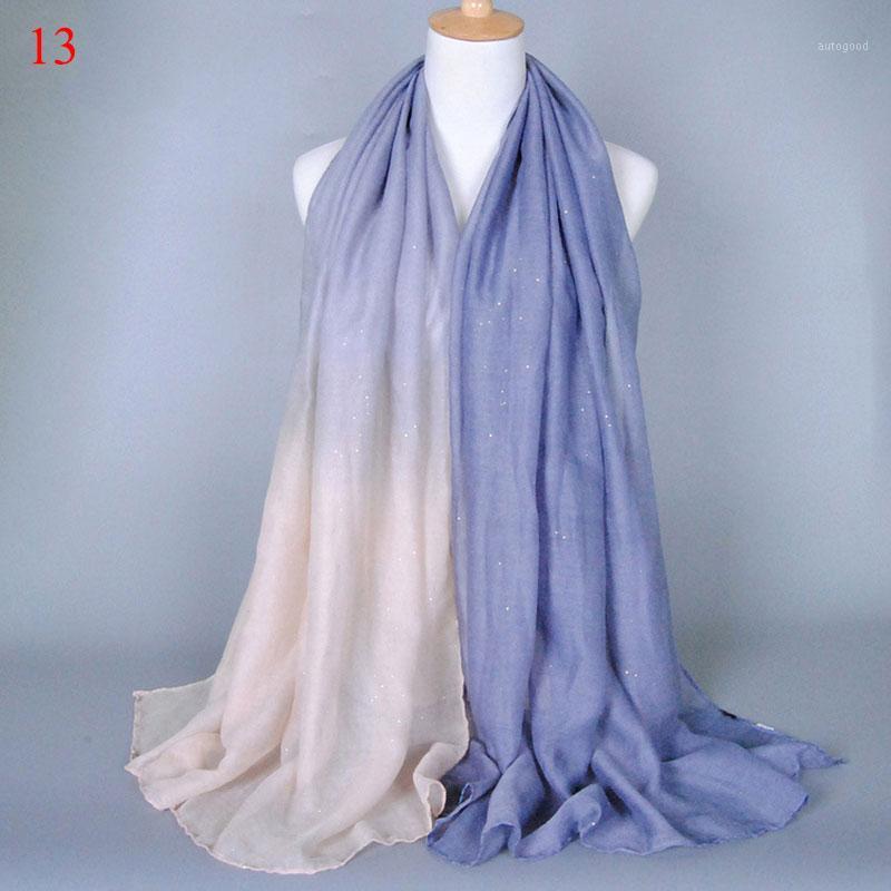 

Scarves Autumn Winter Gradient Glitter Patchwork Scarf Double Color Muslim Voile Hijab Ombre Shimmer Long Shawls Classic1