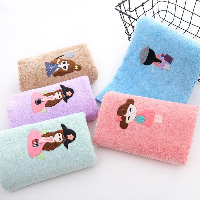 

Towel Coral Fleece Square High-density Patch Cloth Absorbent Plain 25*25cm Microfiber Hand, Black