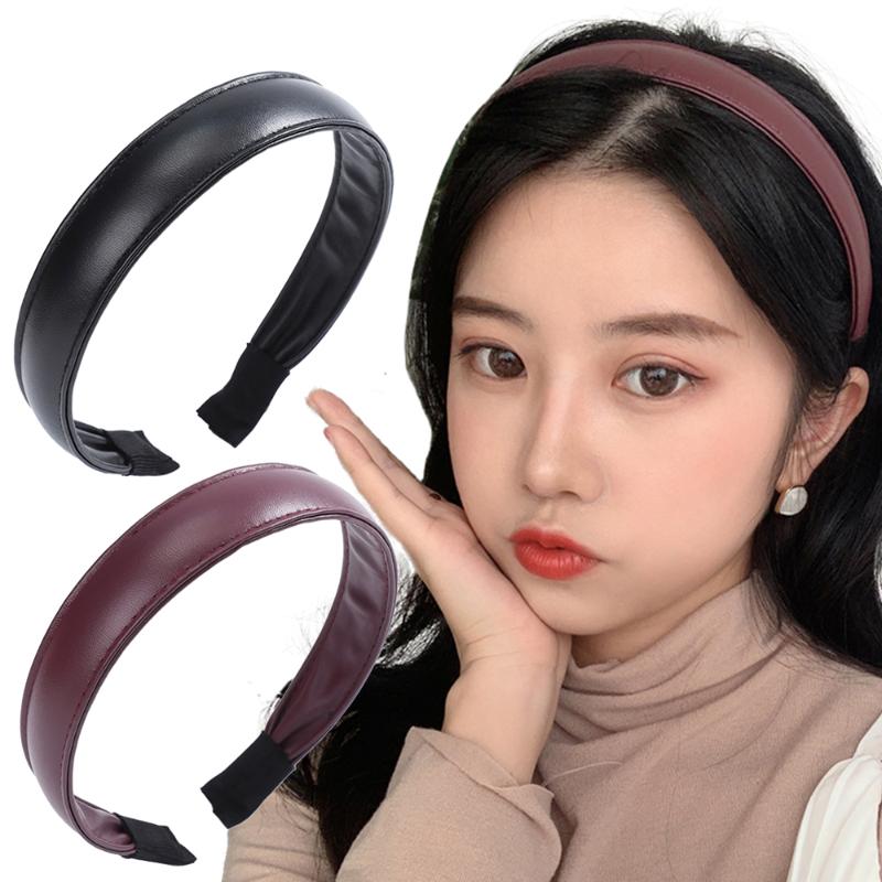 

Simple Solid Color Leather Hairband Bezel Suture Headband Wild Hair Accessories For Women Good Texture For Gifts Girls Hair Hoop