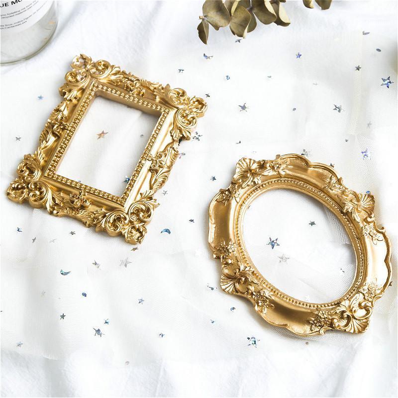 

Retro Golden Resin Mini Small Frame Shop Soft Decoration Wall Decoration Jewelry Positioning Frame1