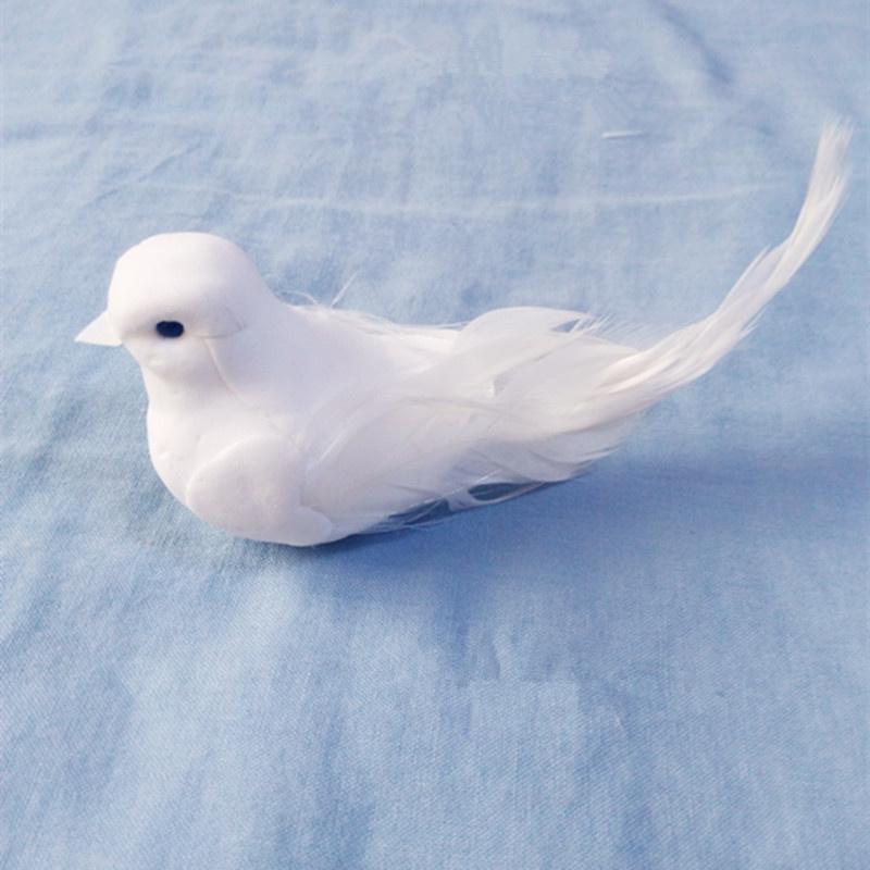 

Holiday Decorative Doves Artificial Foam Feather Mini White Birds With Magnet Craft Birds Home Decor Wedding Decorations