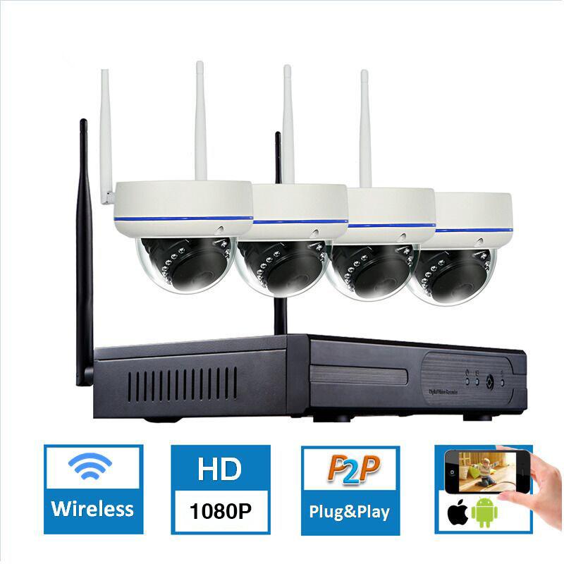 

1080P 4CH Wireless NVR CCTV System wifi 2.0MP IR Outdoor Dome P2P IP Camera Waterproof Security Video Surveillance Kit