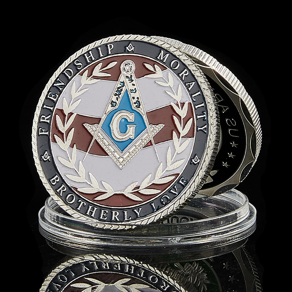 Silver Coin European Masonic Freemasonry Brotherhood Craft Round Double Commemorative Coins-image-632344367