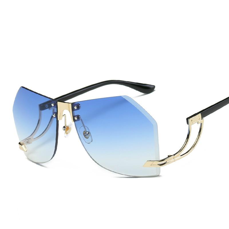 

Oversized Rimless Sunglasses Women Cutting Lens Men Unique Sun Glasses Gradient Clear Lens Unisex Eyeglasses UV400