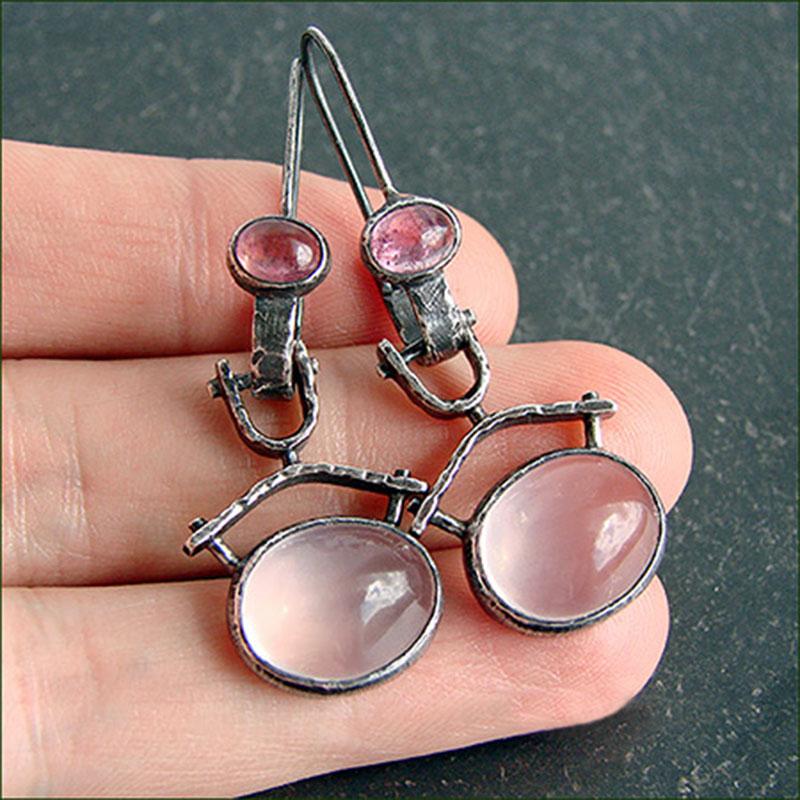 

Delicate White Moonstone Drop Earrings for Women Tribal Antique Silver Color Purple Rhinestone Statement Earrings Jewelry