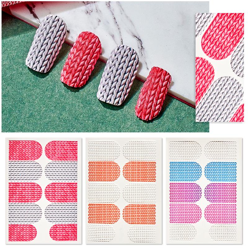 

RBAN NAIL 3D Acrylic Engraved Nail Sticker Winter Sweater Charm Water Decals Water Slide Decals Art Decoration, Q02914