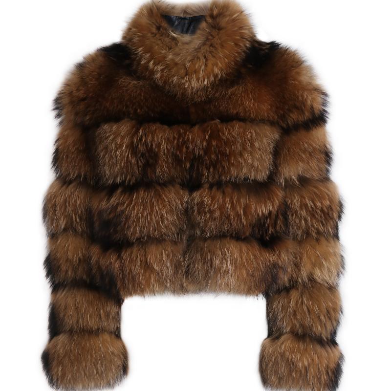 

natural women real ladies raccoon fur jacket, Camel