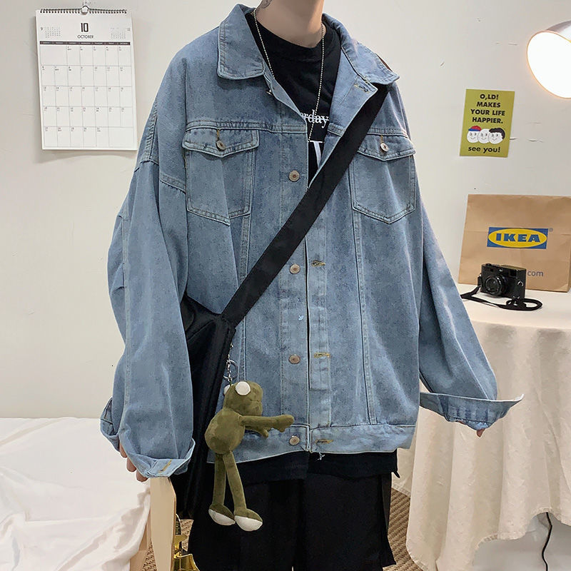 

2021 Oversized Denim Korean Streetwear Woman Casual Loose Classic Coats Autumn New Men's Hip Hop Jackets 1qns, Black