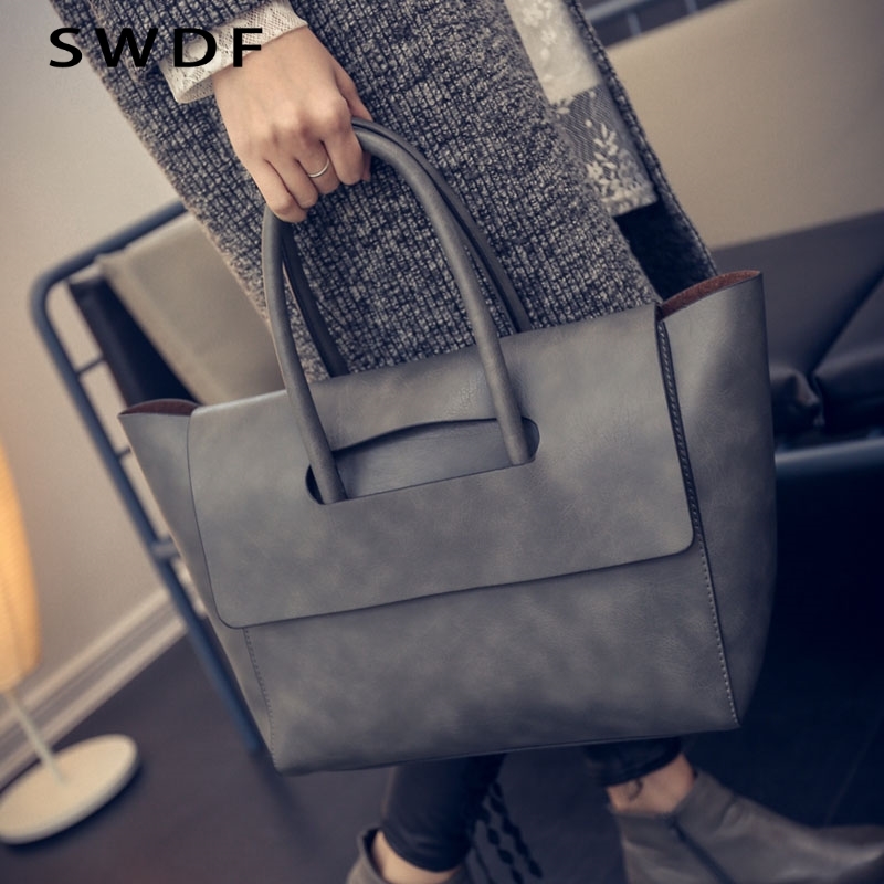 

SWDF Famous Brand Women's Handbags Large Single Black Casual Shoulder Fashion Ladies Drop Shopping Bags Sac Main Trapeze Q1118