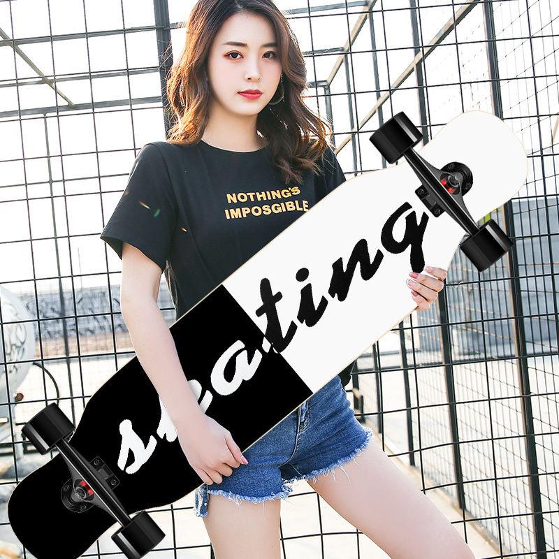 

Skateboarders110cm Beginner Adult Maple Complete Skate Board Cool Dancing Longboard Rocker Skateboard High Speed, Multi